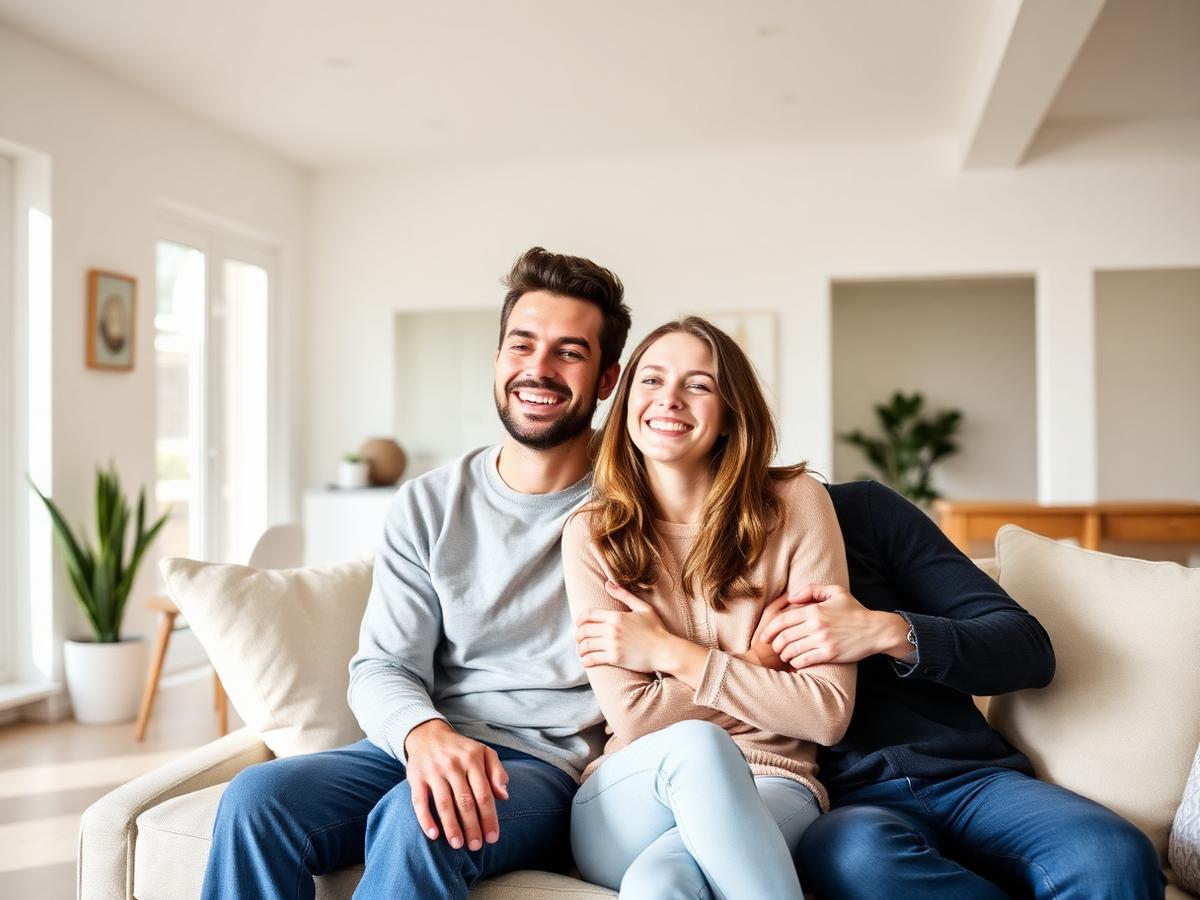 Happy Naples homeowners relaxing in their freshly cleaned living room